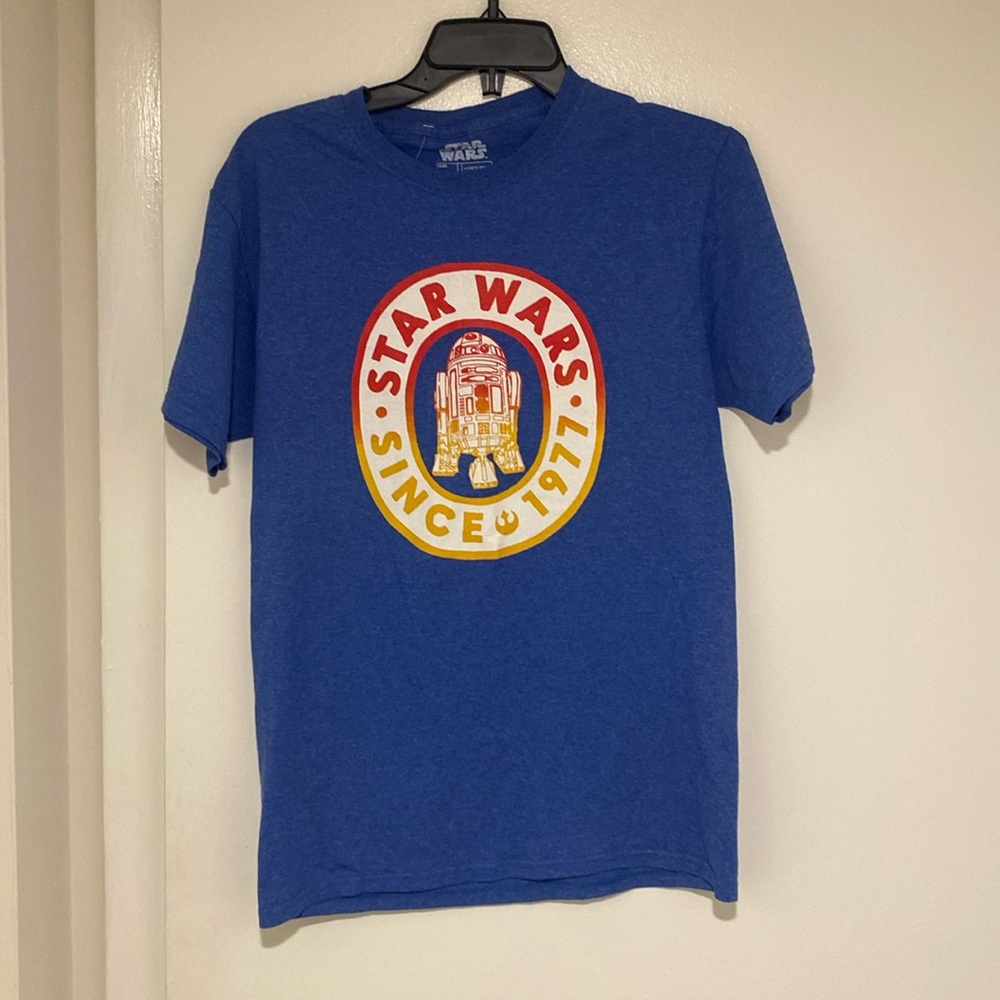 Star Wars Mens R2-D2 Graphic Tee Size S Blue Red Yellow Short Sleeve Shirt